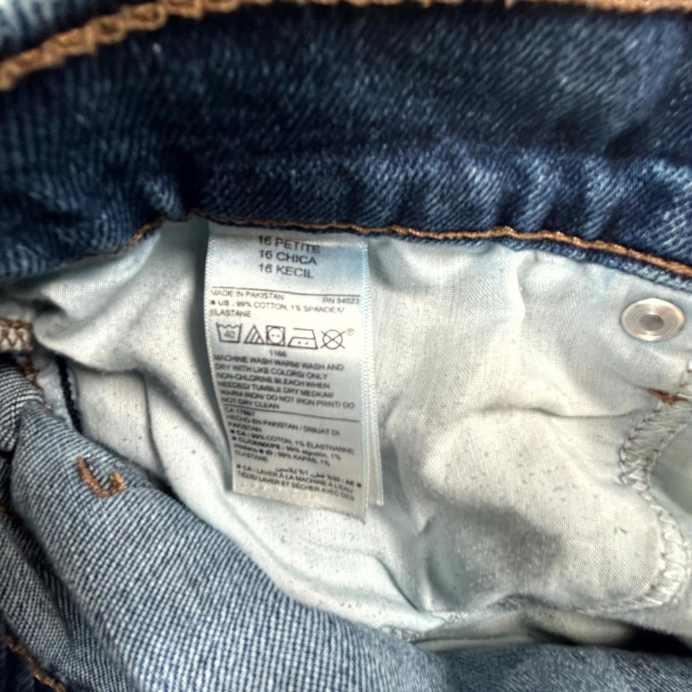 Old Navy Extra High Rise Sky-Hi Straight Jeans Women 16 Petite Blue Denim Cotton - Picture 6 of 8